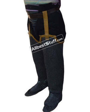 Chainmail Legging Flat dome Pin Riveted Socks with Leather Sole